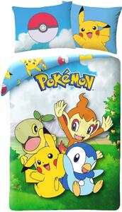 Oboustranné ložní povlečení Pokémoni - motiv Přátelé - 100% bavlna - 70 x 90 cm + 140 x 200 cm