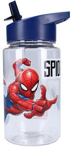 Plastová láhev na pití Spiderman s brčkem a ouškem - 450 ml