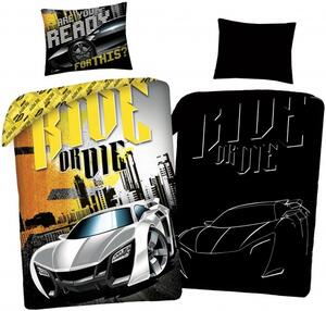 Bavlněné ložní povlečení Rychle a zběsile - Fast & Furious - se svítícím efektem - 100% bavlna - 70 x 90 cm + 140 x 200 cm