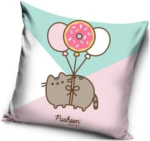 Dekorační polštář Kočička Pusheen - motiv Kurz létání - 40 x 40 cm