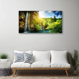 Obraz na plátně Vodopád Stromy Krajina 100x50 cm