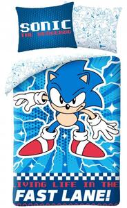 Souprava ložního povlečení Ježek Sonic - motiv Fast lane - 100% bavlna - 70 x 90 cm + 140 x 200 cm