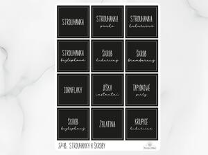 Samolepky na dózy Strouhanky a škroby 60x60 mm 12ks Barva: Černá