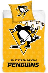 Hokejové ložní povlečení NHL Pittsburgh Penguins Shields - 100% bavlna Renforcé - 70 x 90 cm + 140 x 200 cm