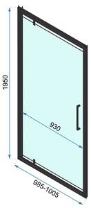 Rea Rapid Swing, 1-křídlé sprchové dveře 1000x1950 mm, 6mm čiré sklo, zlatý profil, REA-K5619