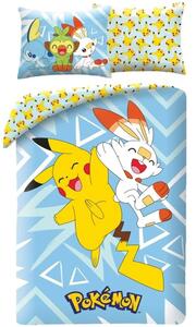 Ložní povlečení z mikrovlákna Pokémoni Pikachu, Scorbunny, Grookey a Sobble - 140 x 90 cm + 70 x 90 cm