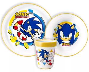 Sada plastového nádobí Ježek Sonic s kelímkem a protiskluzem - 3 díly