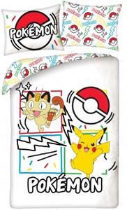 Ložní povlečení z mikrovlákna Pokémoni Pikachu a Meowth - 90 x 70 cm + 140 x 200 cm