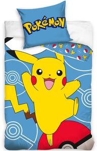 Bavlněné ložní povlečení Pokémon Pikachu a Pokéball - 100% bavlna Renforcé - 70 x 90 cm + 140 x 200 cm