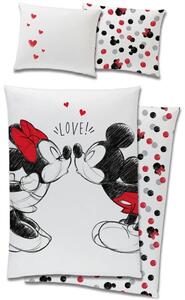 Bavlněné ložní povlečení Minnie & Mickey Mouse - motiv Love - 100% bavlna Renforcé - 90 x 70 cm + 140 x 200 cm