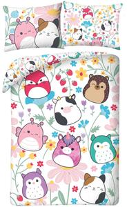 Oboustranné ložní povlečení z mikrovlákna Squishmallows – motiv Flower Friends - 70 x 90 cm + 140 x 200 cm - zipové zapínání
