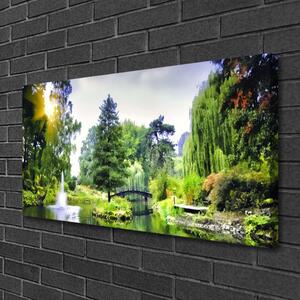 Obraz na plátně Les Vodopád Slunce Příroda 140x70 cm