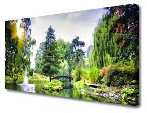 Obraz na plátně Les Vodopád Slunce Příroda 120x60 cm