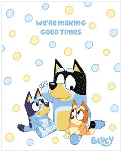Coral fleece deka Bluey - motiv We’re Making Good Times - 120x150 cm