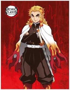 Fleecová deka Demon Slayer - Zabiják démonů - motiv Kyojuro Rengoku - 130 x 170 cm