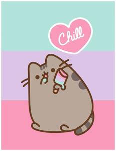 Coral fleece deka kočička Pusheen - motiv Chill - 130 × 170 cm
