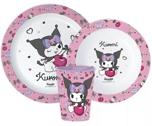 Sada plastového nádobí Kuromi s kelímkem - BPA free - souprava 3 ks