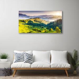 Obraz na plátně Hora Pole Mlha Příroda 125x50 cm