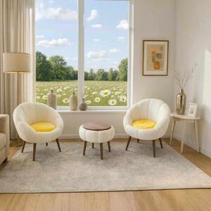 ASIR Křesla a konferenční stolek 3D LIDA LINEN bílá