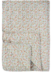 Prošívaný přehoz Light Blue / Rust Flowers 130 × 180 cm