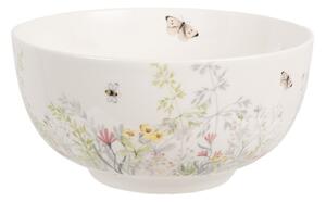 Bílá porcelánová miska na polévku s lučními květinami a motýlky Wildflower Fields – 500 ml