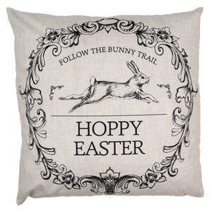 Béžový povlak na polštář se zajíčkem a nápisem Hoopy Easter – 45x45 cm