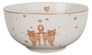 Bílá porcelánová miska na polévku s kočičkami Kitty Cats – 500 ml