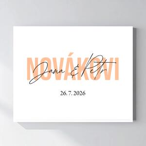 Personalizovaný magický fotoobraz v rámu - čtverec 40x50 - jména novomanželů