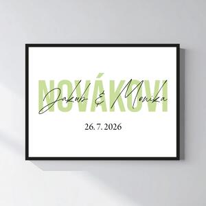 Personalizovaný magický fotoobraz v rámu - čtverec 30x40 - jména novomanželů