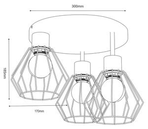 Stropní svítidlo PARKLA 3xE27/15W/230V černá