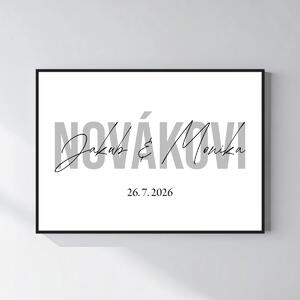 Personalizovaný magický fotoobraz v rámu - čtverec 50x70 - jména novomanželů