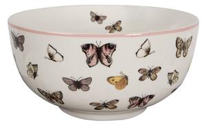 Bílá porcelánová miska na polévku s kresbou motýlků Butterfly Paradise – 500 ml
