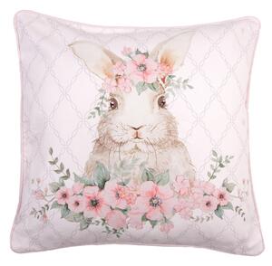 Povlak na polštář se vzorem velikonočního zajíčka a květinového věnce Floral Easter Bunny – 40x40 cm