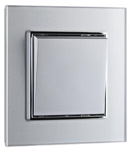 Elhard Vypínač Royal Glass Elegant č.1 se skleněným rámečkem, stříbrný- kompletní YE5301S