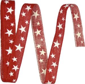 Stuha vánoční lněná STAR GLOW RED červená 15mm x 3,5m (6,- Kč/m)
