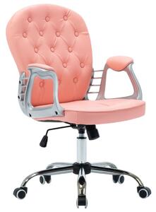 Otočná kancelářská židle růžová umělá kůže