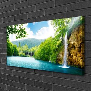 Obraz na plátně Vodopád Jezero Příroda 140x70 cm