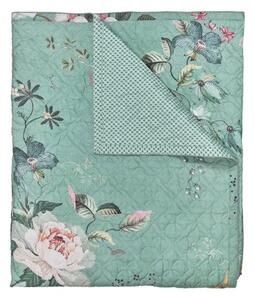 Pip studio luxusní přehoz přes postel Tokyo bouquet, zelený 100% bavlna perkál Květiny Prošívaný 180x260 Zelená