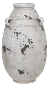 Bílo-šedá antik terakotová váza s oušky Frejus - Ø 21*36 cm - Chic Antique