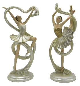2ks béžová dekorativní socha Ballerina - 9*6*18 cm