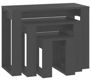 Hnízdové stolky 3 ks černé kompozitní dřevo