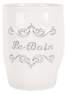 Keramický kelímek / držák na kartáčky s reliéfem Le Bain – 8x10 cm