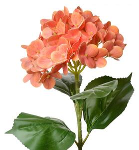 Velká umělá květina oranžová hortenzie – 68 cm