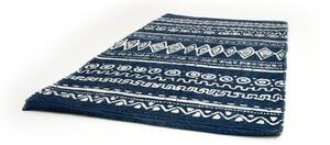 Modro-bílý bavlněný koberec Webtappeti Ethnic, 55 x 140 cm