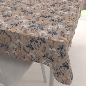 Biante Bavlněný obdélníkový ubrus Sandra SA-637 Modro-béžovo-bílé kosatce na šedobéžovém 50x100 cm