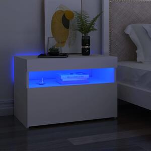 Noční stolek s LED osvětlením bílý 60 x 35 x 40 cm dřevotříska