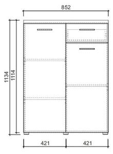 Komoda Artona (2x dveře, zásuvka, dub sonoma, bílá)