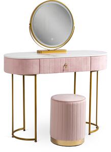 Luxusní toaletní stolek s taburetkou růžovo zlatý Ashley | jaks