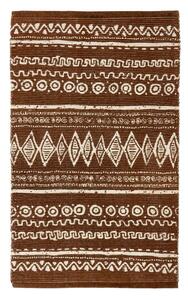 Hnědo-bílý bavlněný koberec Webtappeti Ethnic, 55 x 110 cm