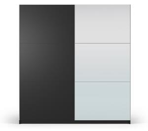 Černá šatní skříň se zrcadlem a s posuvnými dveřmi 200x215 cm Lisburn - Cosmopolitan Design